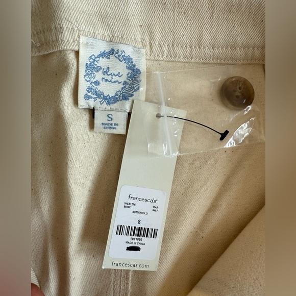 Francesca’s Blue Papaya Beige Wide Leg Crop Pant Button Front High Rise Sz S NWT - Picture 3 of 9